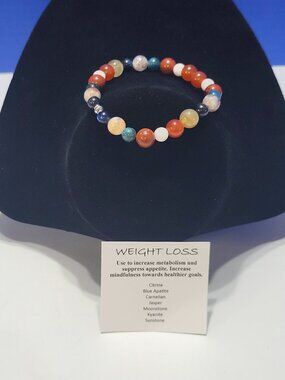 Vintage Multicolored Natural Stone Beaded Power Bracelet for Weight Loss